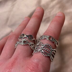 Elegant Silver Women's Ring Set (size 7)